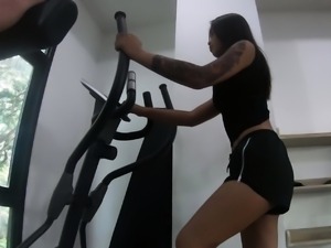 Thai amateur teen workout and handjob