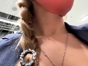 Naughty Russian teen makes herself cum in the dressing room