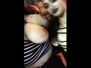 busty, curvy goth girls flash huge tits and ass