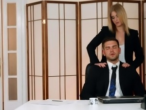 Sultry blonde beauty fucked hard by her boss in the office