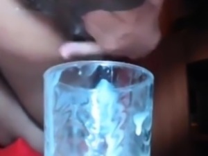 Filling a Cup with Pussy Cream Juice's