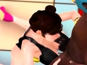 Big ass Chun Li gives boobjob before deep penetration in