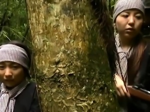 Japanese wives drilled hard by horny soldiers in the woods