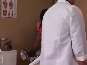 Milf goes to the doctor and he heals her with a creampie
