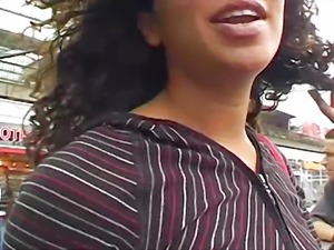 Dark haired German babe gets her shaved pussy smashed in POV