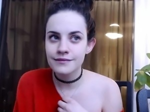 Amateur super sexy teen busty brunette in action