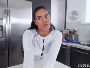 Ebony stepsister Maya Farrell uses every chance to fuck stepbro - POV
