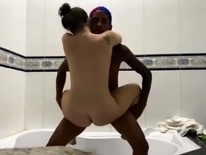 Cheating wife taking on big black cock in the bathroom