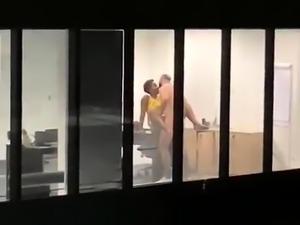 Black babe and white guy caught having sex at the office