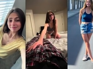 Nerdy brunette teen showing off her amazing sex skills 