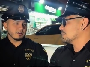 Police officers in uniform suck each other's big cocks