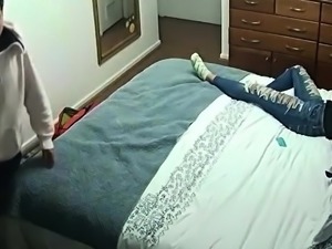Hidden spy camera captures stepsiblings having wild sex