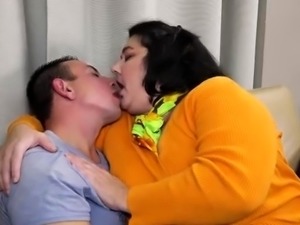 Mature plumper recruits young guy to satisfy her needs 