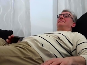 Nerdy teen full swallows grandpa cum after getting sex