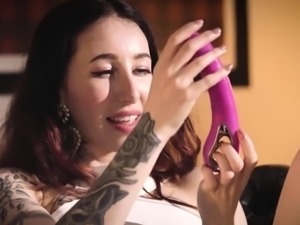 Sexy brunettes sex toy masturbation