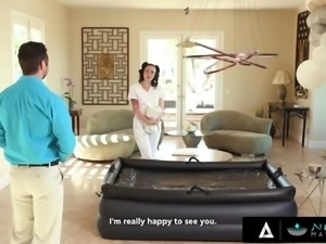 Massage from a brunette and riding a dick like a wild rodeo!