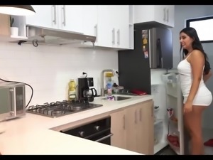 When Her Boss Leaves For Work, Curvy Busty Fat-assed Latina Maid Indulges In...