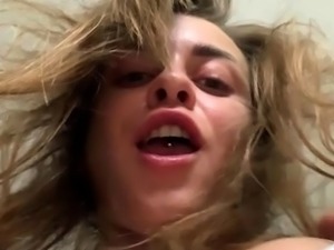 Cute blonde with big boobs solo
